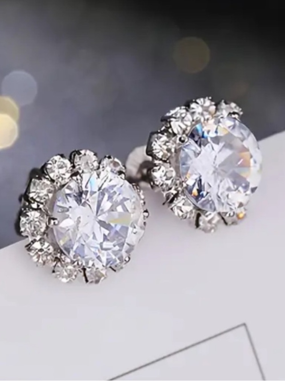 Classic Clear Crystal Halo Stud Earrings